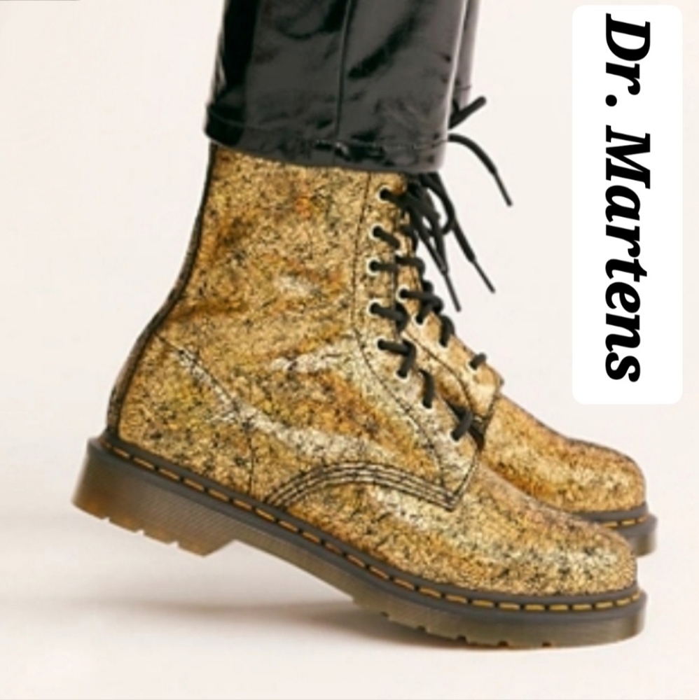 DR. MARTENS 1460 Pascal Crackle Boots in Iridescent Gold US 5 / EU 36 4001 S21
